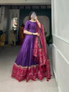 Purple Colour Tasar Silk With Print Gown With Dupatta Bulk Orders In India YNF5007 